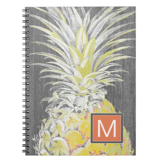 Caderno Espiral Monograma | Pinanás amarelo tropical (Frente)