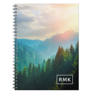 Caderno Espiral Monograma Pine Forest in the Dolomites, Itália