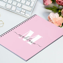 Monograma Pink Notebook Personalizado & Nome Inici
