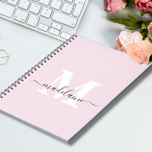 Caderno Espiral Monograma Pink Notebook Personalizado & Nome Inici