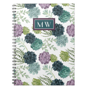 Caderno Espiral Monograma Planta Felicidade Coleção de Seres Hu
