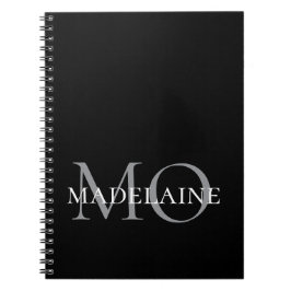 Caderno Espiral Monograma Preto Branco