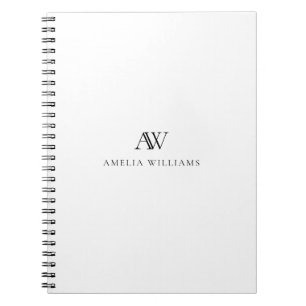 Caderno Espiral Monograma preto e branco minimalista