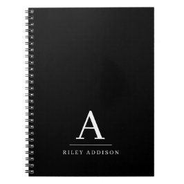 Caderno Espiral Monograma preto e branco minimalista moderno