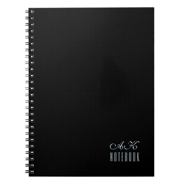 Caderno Espiral Monograma Preto e Branco Personalizado (Frente)