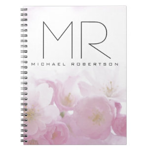 Caderno Espiral Monograma profissional personalizado, floral míni