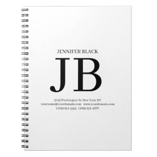 Caderno Espiral Monograma Profissional Preto Branco