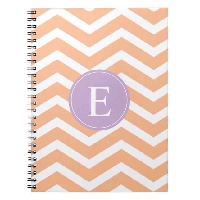 Caderno Espiral Monograma Púrpura de Cor Branca Laranja (Frente)