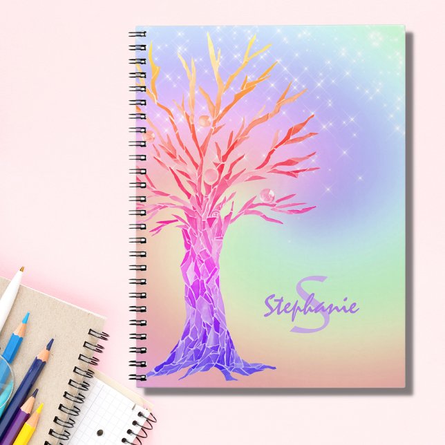 Caderno Espiral Monograma Rainbow Colors Girl (Criador carregado)