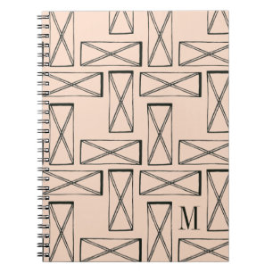 Caderno Espiral Monograma   Retângulo geométrico X Design