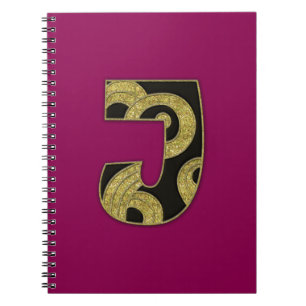 Caderno Espiral monograma retrô - J