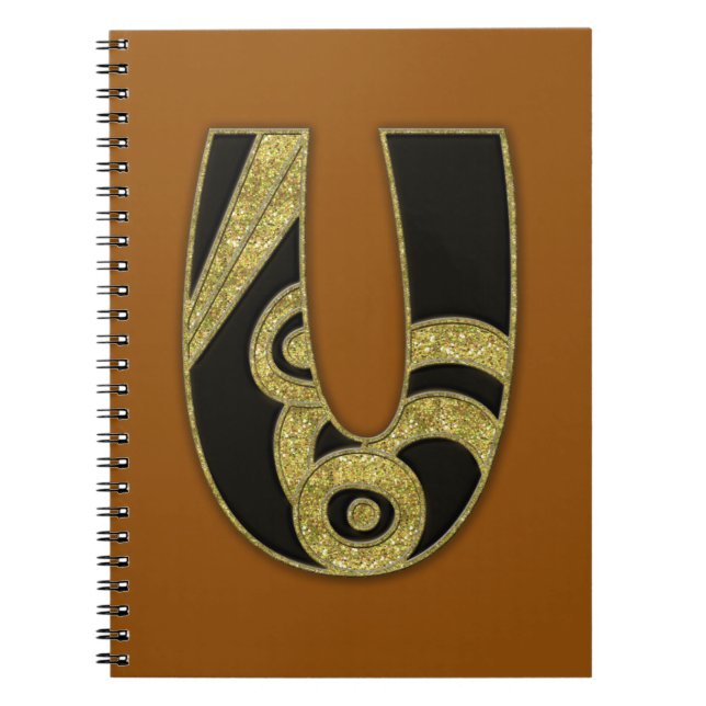 Caderno Espiral monograma retrô - U (Frente)