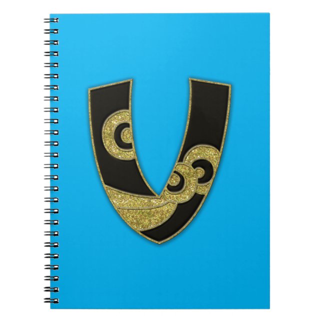 Caderno Espiral monograma retrô - V (Frente)