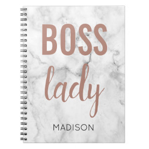 Caderno Espiral Monograma Rosa Dourado Lettering   Marble Boss Lad