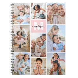 Caderno Espiral Monograma Rosa Foto Blush