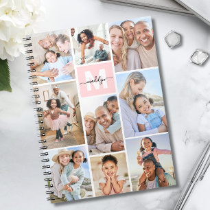 Caderno Espiral Monograma Rosa Foto Blush
