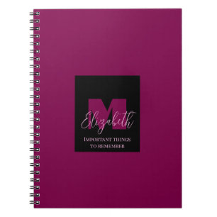 Caderno Espiral Monograma Rosa Nome Personalizado Bolinhas Geométr