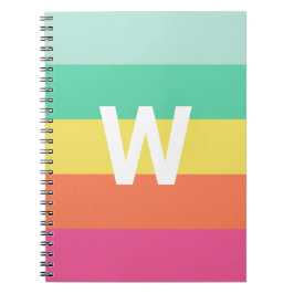 Caderno Espiral Monograma Sherbet Arco-íris Bloco de Cores Persona