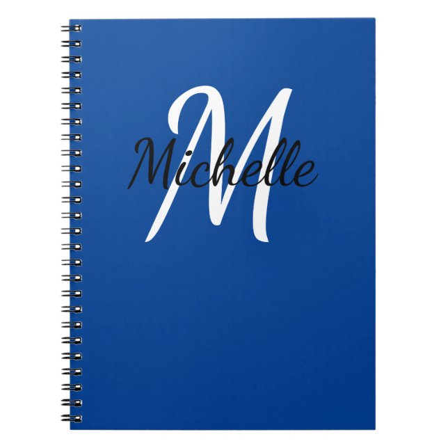 Caderno Espiral Monograma Simples em Azul Escuro (Frente)