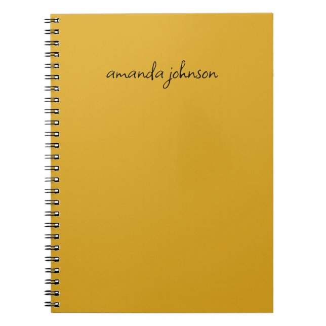 Caderno Espiral Monograma Simples Minimal Amarelo Adicionar Nome C (Frente)