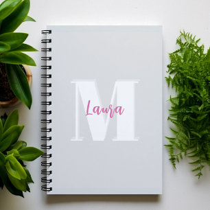 Caderno Espiral Monograma Simples Tipografia Caligrafia Elegante