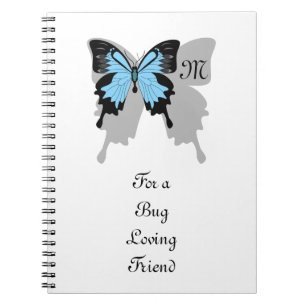 Caderno Espiral Monograma Sombra de Borboleta Azul