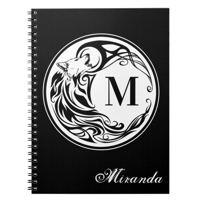 Caderno Espiral Monograma tribal do lobo (Frente)
