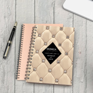 Caderno Espiral monograma tufado de ouro luxuoso