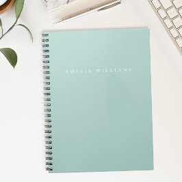 Caderno Espiral Monograma Turquesa Minimalista Elegante