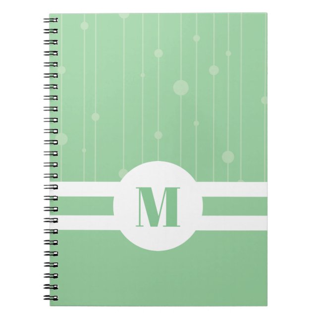 Caderno Espiral Monograma verde-mint, pastel de ecofriendência  (Frente)
