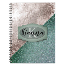 Caderno Espiral Monograma Verde Mtinho Rosa Magrinho