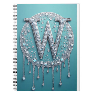 Caderno Espiral Monograma W com Diamantes