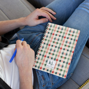 Caderno Espiral Monograma Xadrez Evergreen Macio