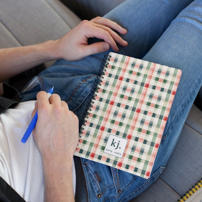 Caderno Espiral Monograma Xadrez Evergreen Macio (Criador carregado)