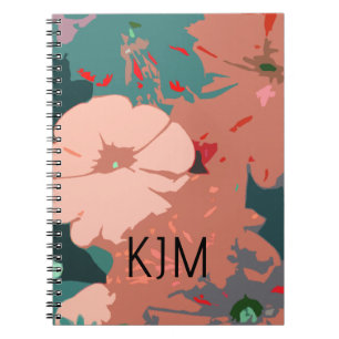 Caderno Espiral Monogramas de Flores Silvestres Presente de Nome P