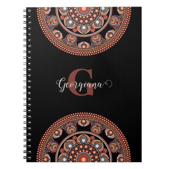Caderno Espiral Monogramas Safari Sunset Bohemian Dot Mandala (Frente)