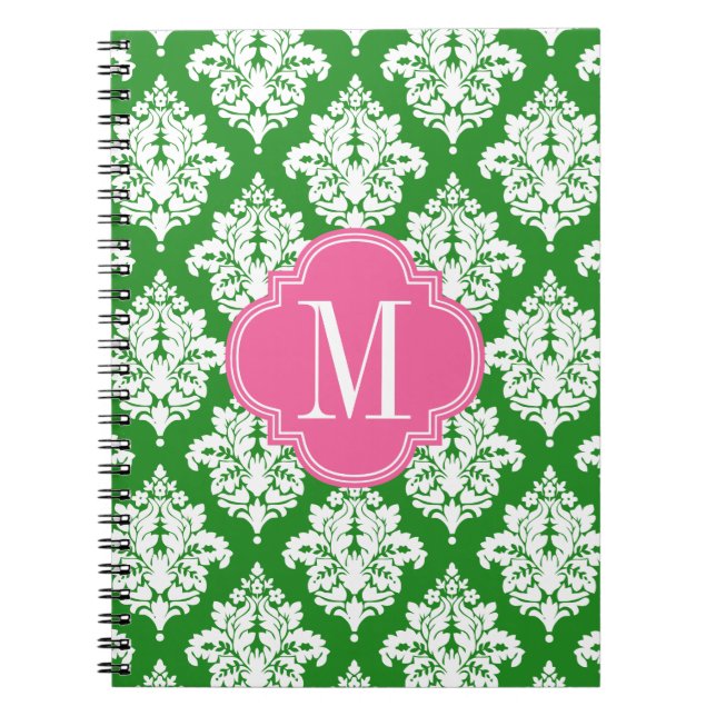 Caderno Espiral Monogrammed feito sob encomenda verde & (Frente)