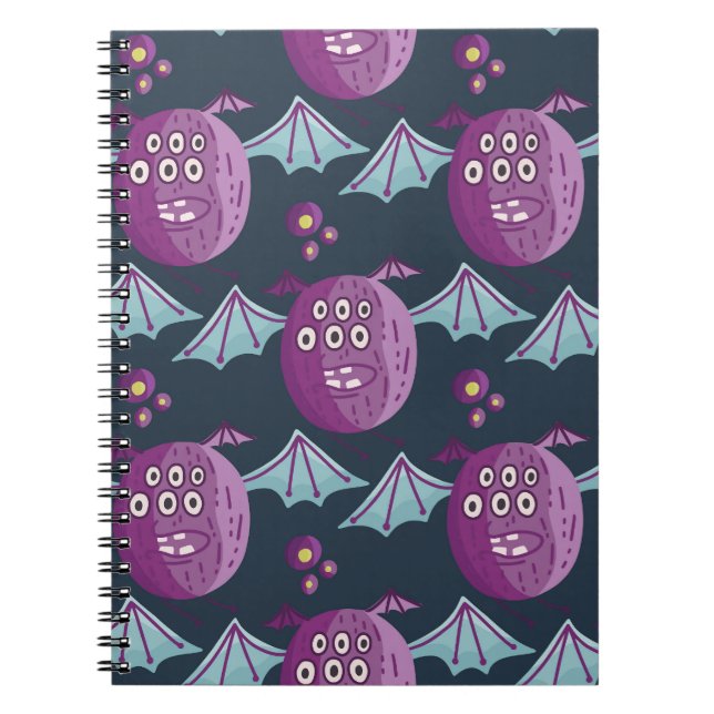 Caderno Espiral Monster Bats: Belo Vintage Cartoon (Frente)
