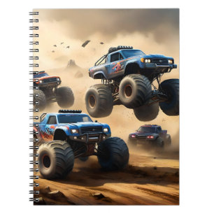 Caderno Espiral Monster Trucks Correndo no Deserto,