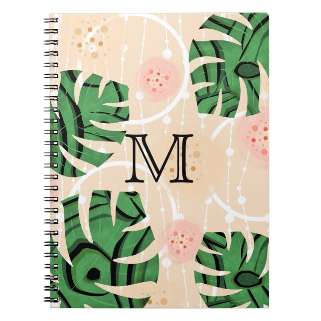 Caderno Espiral Monstera sai rosa. (Frente)
