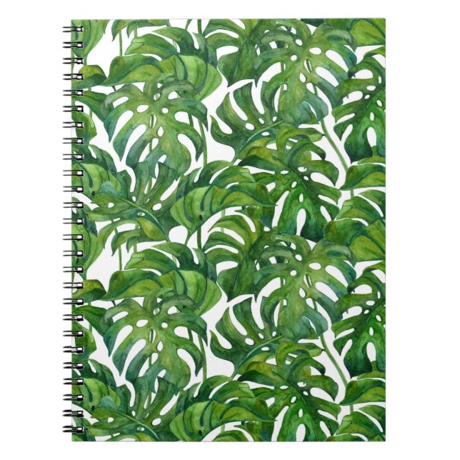 Caderno Espiral Monstera Verde Deixa-se tropical (Frente)