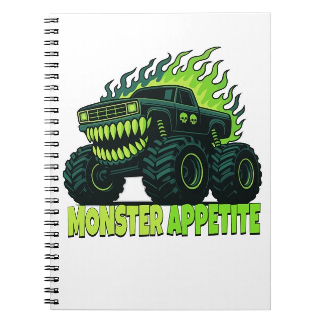 Caderno Espiral Monstro Caminhão Horror Chama (Frente)