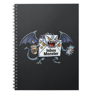 Caderno Espiral Monstro da Caixa de Entrada Sobrecarga de Email Gr