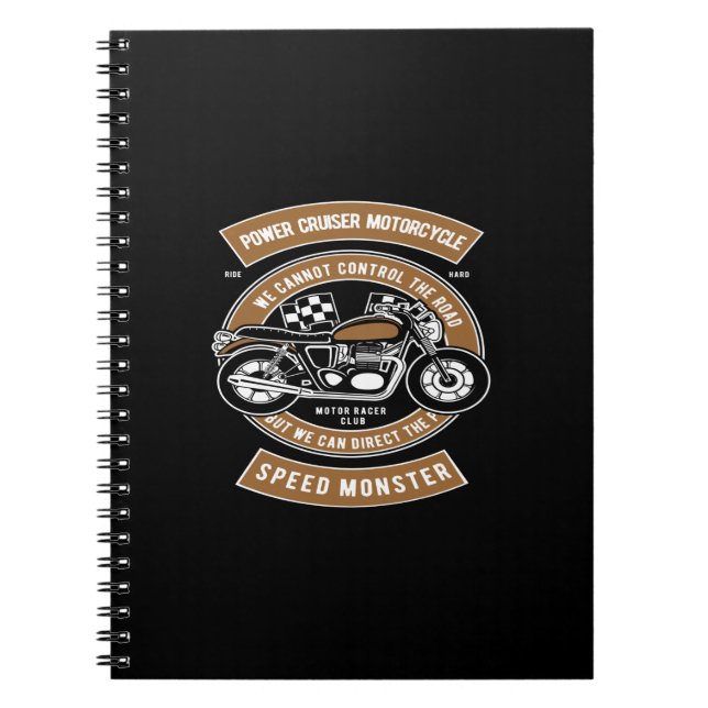 Caderno Espiral monstro da velocidade do motociclo do cruzador de  (Frente)