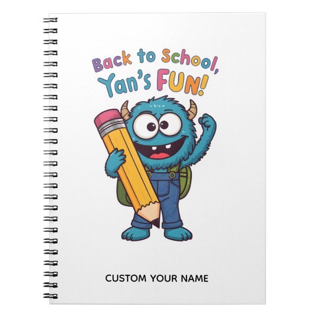 Caderno Espiral Monstro de Volta às Aulas | Cuteza de Criatura Azu (Frente)