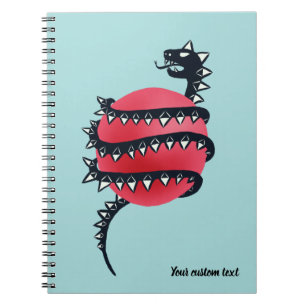 Caderno Espiral Monstro do Cobra do Dragão Negro Mau legal