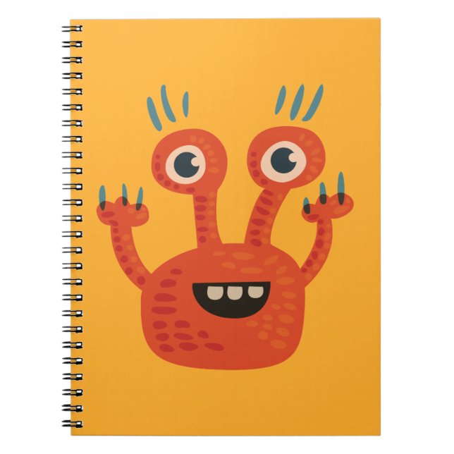 Caderno Espiral Monstro Gelado Sorridente, Engraçado (Frente)