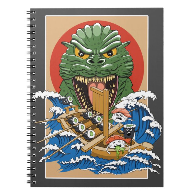 Caderno Espiral Monstro Japonês Sushi Lover (Frente)
