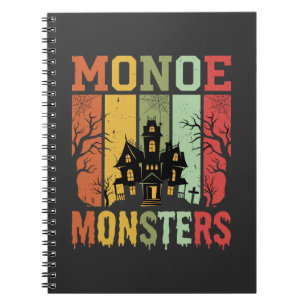 Caderno Espiral Monstros Retrô de Casa Assombrada de Halloween