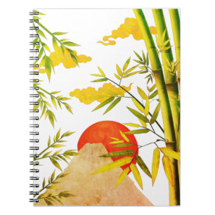 Caderno Espiral Montanha Oriental Japonesa E Rumor De Bambu